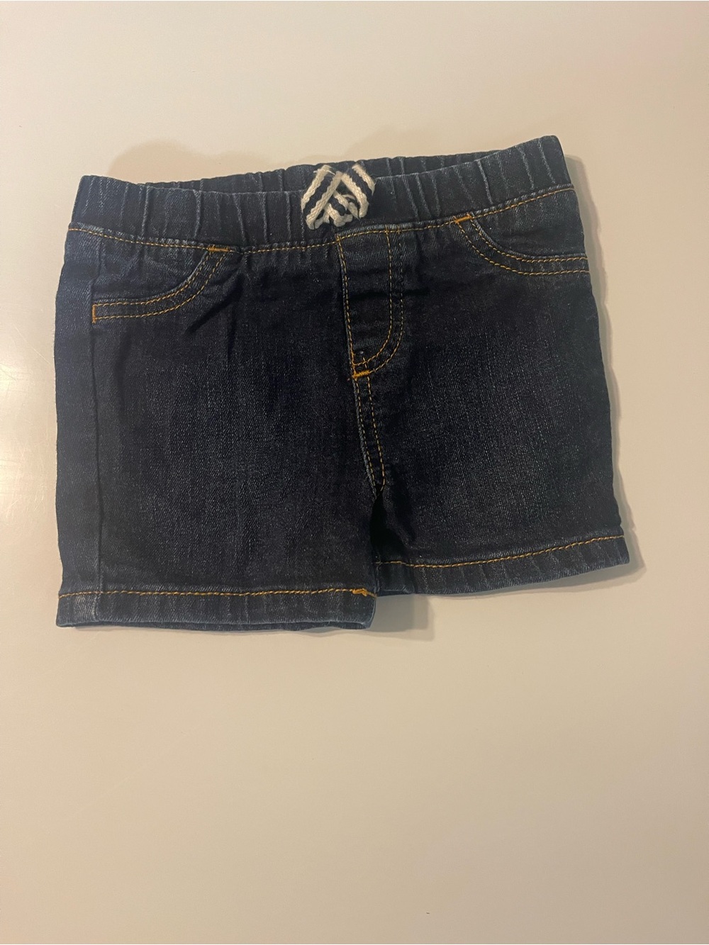 Kids Dark Blue Denim Shorts with Elastic Waist